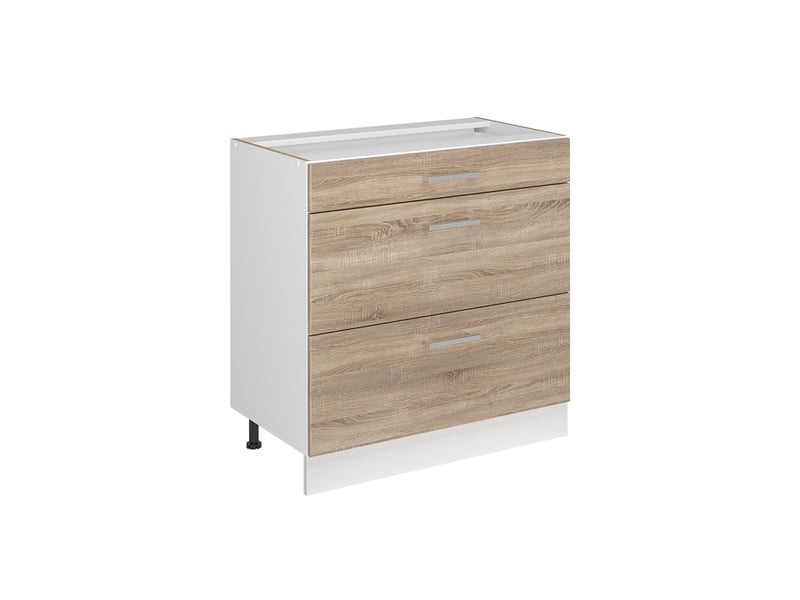 Vicco meuble cuisine, sonomablanc, 80cm avec 3 tiroirs sans plan de travail  - Conforama A