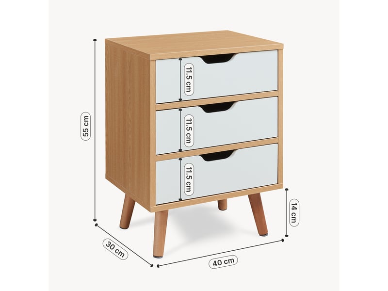 Table de nuit bordkak 55 x 40 x 30 cm effet chêne blanc [en.casa]  - Conforama D