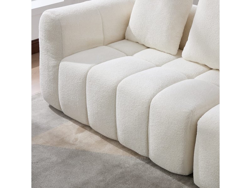 Canapé 3 places compressé en tissu beige, 2 modules, accoudoirs, 260 x 94,5 x 80 cm MT002-BE - Conforama E