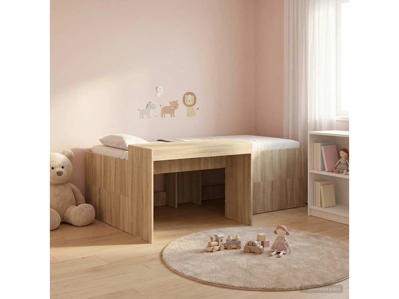  Lit haut pour enfants - lit jeune avec bureau chêne sonoma 90 x 200 cm  - Conforama B