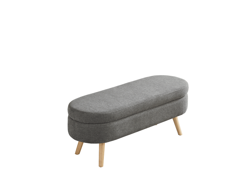  Banc coffre de rangement en chenille gris 110 x 40 x 42 cm W3349P455065 - Conforama B