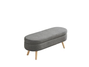 Banc coffre de rangement en chenille gris 110 x 40 x 42 cm