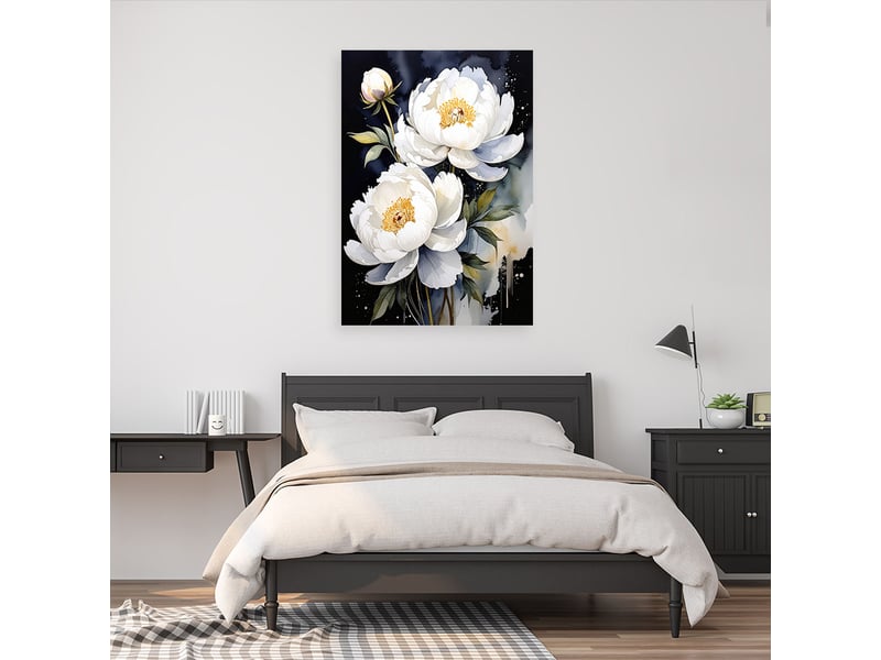 Tableau moderne, pivoines blanches fleurs plantes nature 20x30 1312615446 - Conforama B