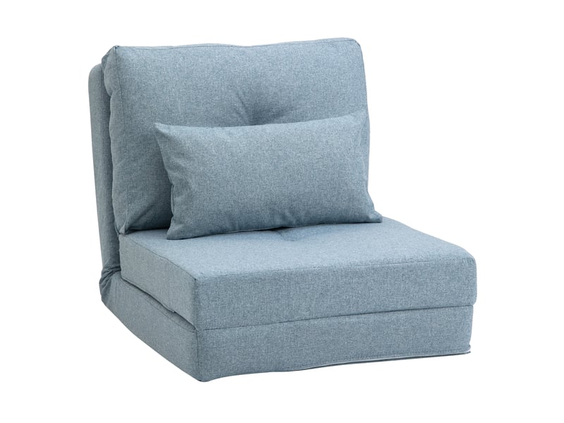  Chauffeuse canapé-lit convertible fauteuil 1 place avec 1 coussin avec dossier réglable, bleu  - Conforama B