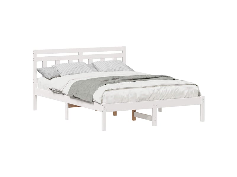  Lit double- lit adulte -  cadre de lit blanc 120 x 190 cm pin massif  - Conforama A