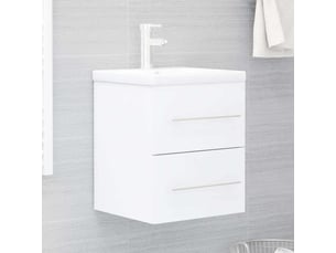 Armoire d'évier avec lavabo intégré blanc aggloméré shl6196