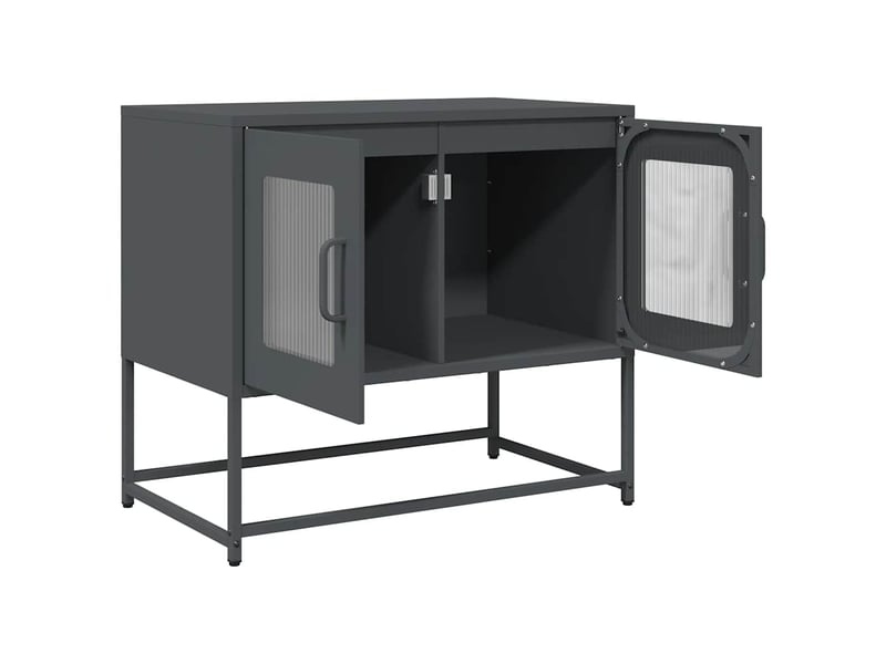  Meuble tv - banc tv - meuble de rangement anthracite 68x39x60,5 cm acier laminé à froid  - Conforama E