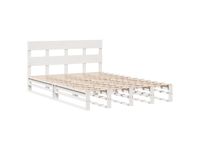  Lit double- lit adulte -  cadre de lit sans matelas blanc 120x190 cm bois de pin massif  - Conforama B