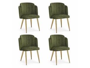 Lot de 4 chaises de salle à manger 58,5x62x78 cm rembourrées vertes pieds dorés