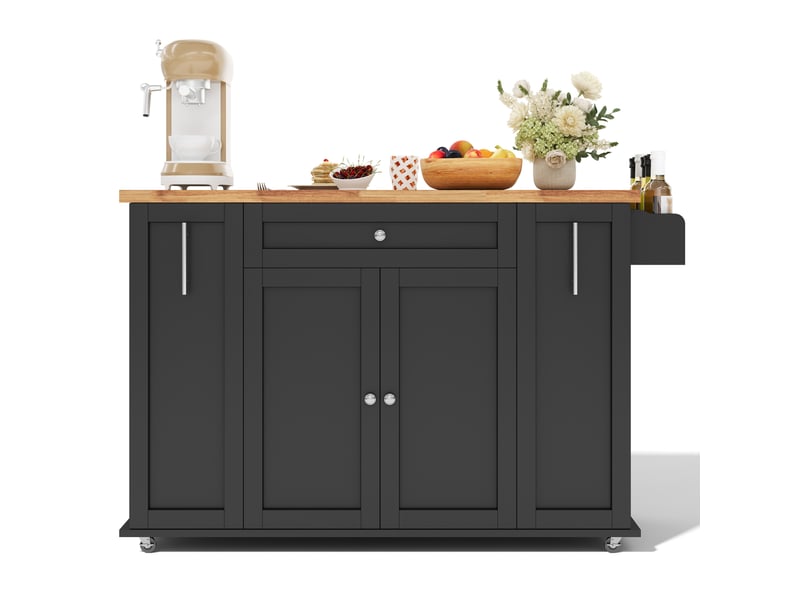  Desserte de cuisine 120x45x87 cm avec plateau rabattable mdf noir et naturel  - Conforama A