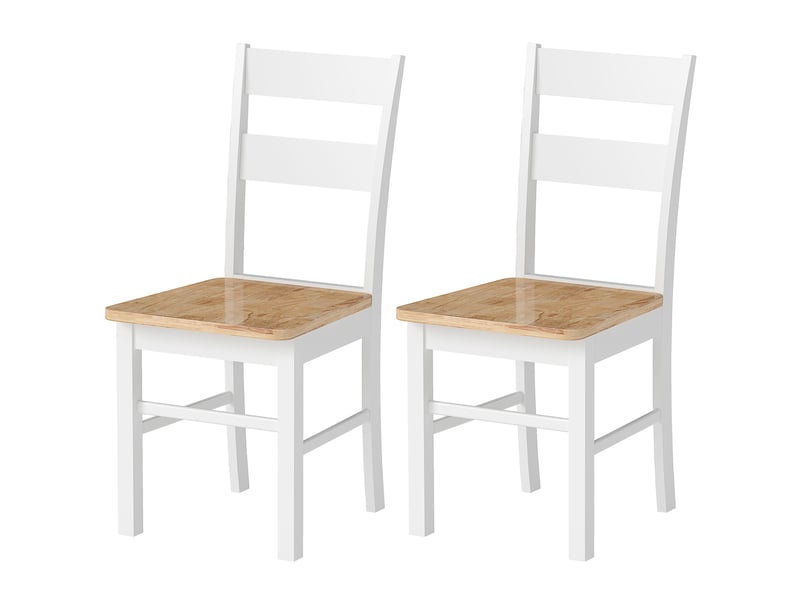  Lot de 2 chaises en bois d'hévéa coloris chêne et blanc 40 x 50,5 x 88,5 cm  - Conforama B