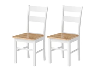 Lot de 2 chaises en bois d'hévéa coloris chêne et blanc 40 x 50,5 x 88,5 cm