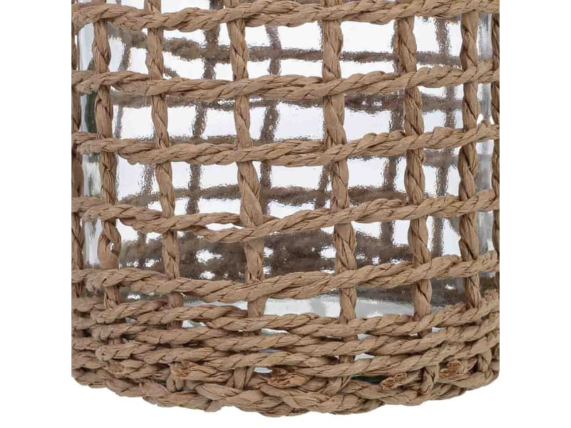  Bougeoir en verre doublé de fibres naturelles brunes d48 x 16 h cm  - Conforama E