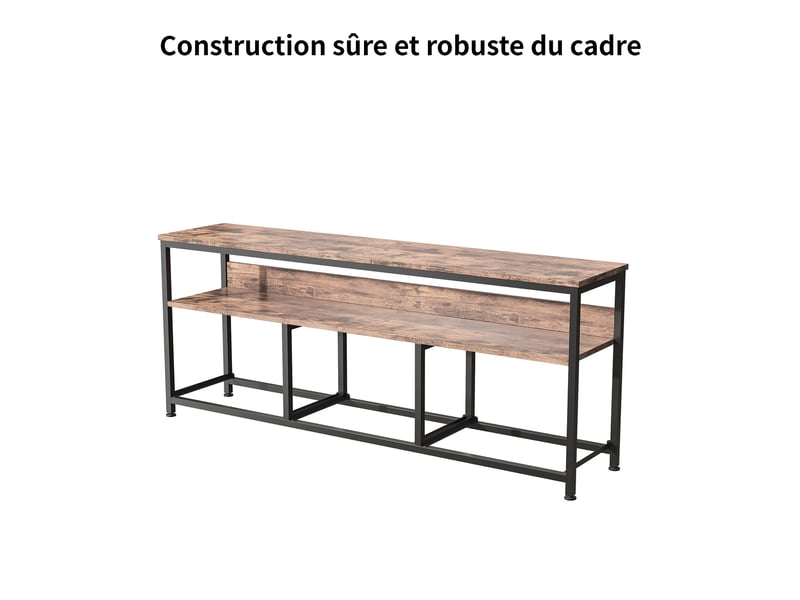 Meuble tv led 137cm meuble télé avec 3 tiroir en tissu et étagères ouvertes, cadre en acier, banc tv salon, chambre, marron rustique  - Conforama R