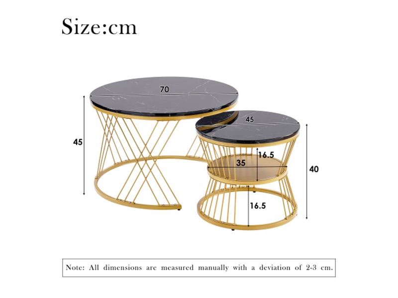  Table basse gigogne ronde nior - 70x70 cm mdf table basse noir - Conforama C
