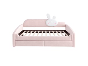Lit avec rangement 90x200 cm ZOVIRA coloris rose