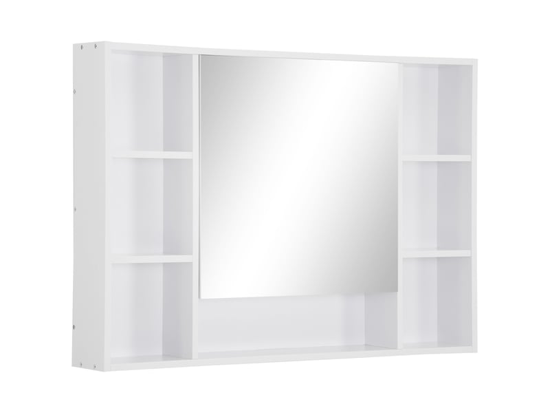 Armoire murale salle de bain avec miroir, meuble salle de bain, blanc, 7 étagères ouvertes et placard,100 x 15 x 70 cm  - Conforama B