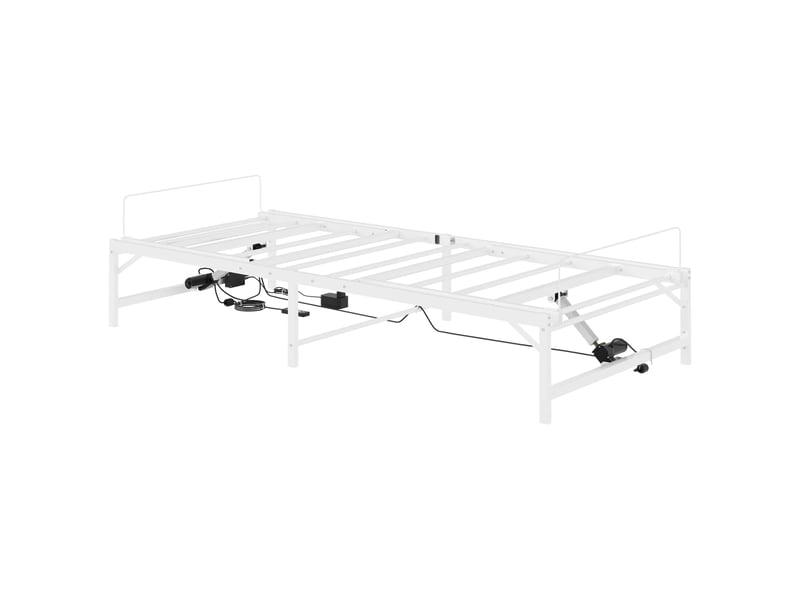  Lit simple- lit adulte -  cadre de lit électrique réglable blanc 90 x 200 cm acier  - Conforama D