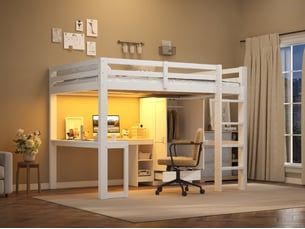 Lit mezzanine 90x200 cm <strong>LEYTN</strong>  <strong></strong> coloris blanc