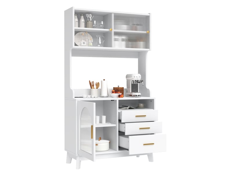 Buffet de cuisine haut avec rangement multi-niveaux, prises et ports usb, pour salle à manger, 100,5 × 40 × 178 cm - Conforama A