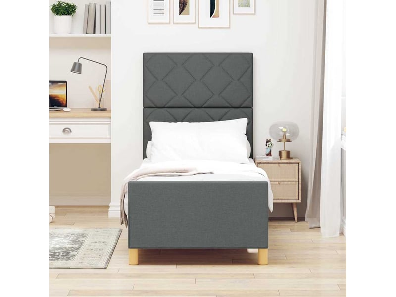  Lit simple- lit adulte -  cadre de lit avec tête de lit gris foncé 80 x 200 cm tissu  - Conforama B