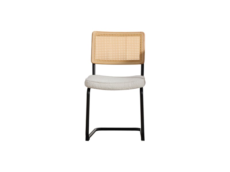  Chaise de salle à manger en tissu chenille et rotin synthétique, pieds en métal W5171P479838 - Conforama A