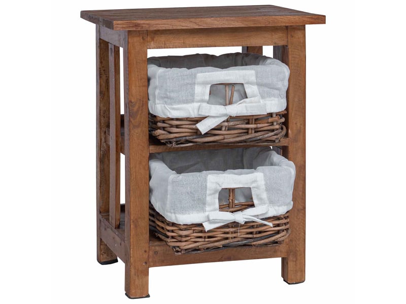  Table de chevet - table d'appoint marron 38 x 28 x 50 cm bois massif d'acajou  - Conforama C