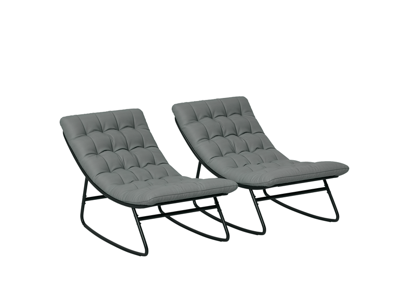 Lot de 2 fauteuils à bascule, chaise à bascule, rocking chair, polyester, 101x64x71cm, gris foncé - Conforama B