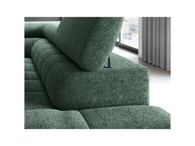  Canapé convertible vert foncé ferrum 5 places angle droit style industriel 276x93x200cm  - Conforama D