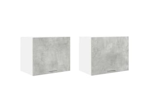 Meuble de rangement, armoire suspendue 2 pcs gris béton et blanc bois d'ingénierie shl1904