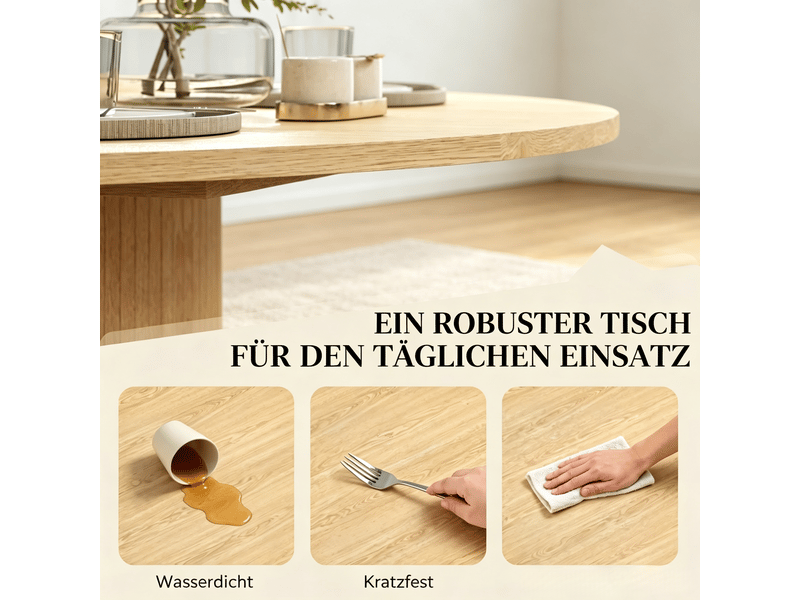  Table à manger ronde 4 à 6 personnes effet bois naturel ø 120 x 75 cm T5828S00058 - Conforama E