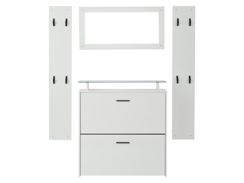 Portemanteau avec banc et rangement 89.5 x 96.5 cm blanc - Conforama D
