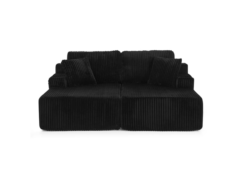  Canapé-lit relax 2 places noir en velours côtelé avec porte-gobelet et poche latérale  - Conforama A