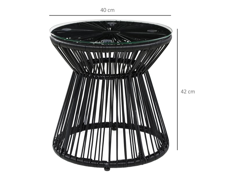  Table ronde bistro de jardin résine tressée imitation rotin noir 40x40x42cm  - Conforama E