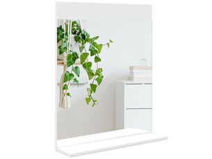Miroir de salle de bain mural avec étagère ouverte, miroir d'entrée, 50 x 12 x 60 cm, blanc