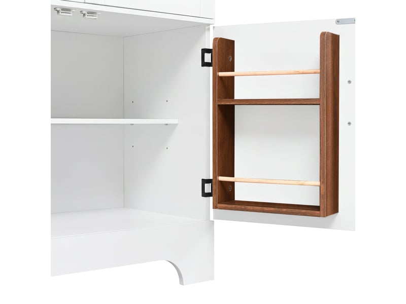  Vitrine à grande forme cintrée, 76 x 40 x 180 cm, avec éclairage led, 4 portes et 1 tiroir, façade vitrée, coloris blanc  - Conforama E