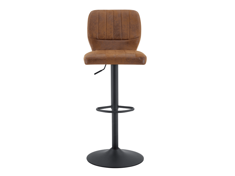Tabouret de bar réglable en hauteur (62-), noir et marron, 52x45 cm, métal, pu, design moderne, rangement pratique - Conforama A