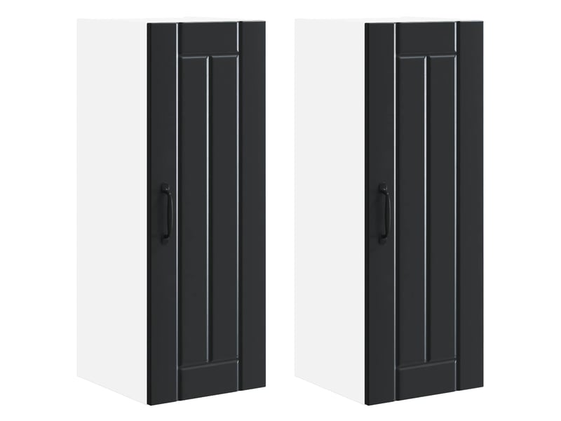 Meuble mural de cuisine | armoire de cuisine 2 pcs noir bois d'ingénierie shl1382 - Conforama A