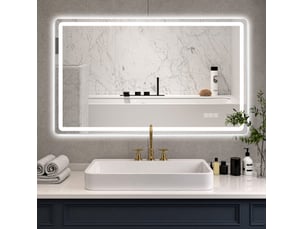 Miroir de salle de bain led 120x60 cm sans cadre anti-buée 3 couleurs de lumière dimmable argenté