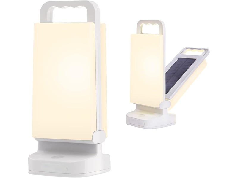  Lampe solaire rechargeable usb, lanterne led portable avec batterie externe 6000 mah, étanche ipx4 pour intérieur et extérieur  - Conforama A