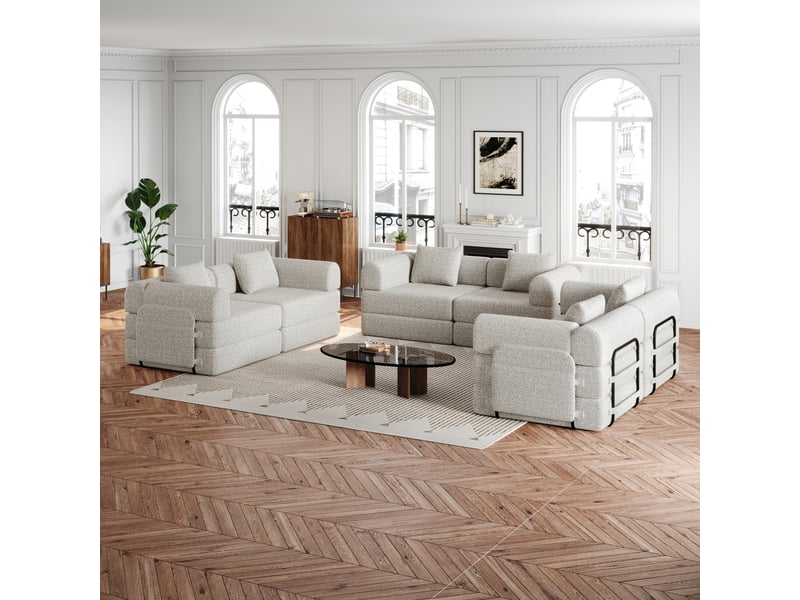  Canapé convertible 1 place avec rangement  - cadre en acier, configuration modulable, chenille - kaki  - Conforama B