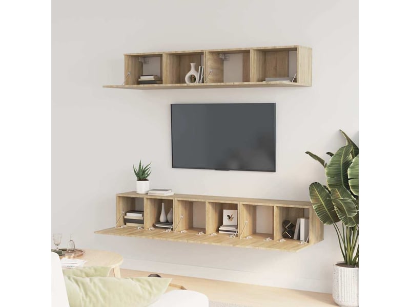  Ensemble de meubles tv 5 pcs chêne sonoma bois d'ingénierie shl80285  - Conforama C