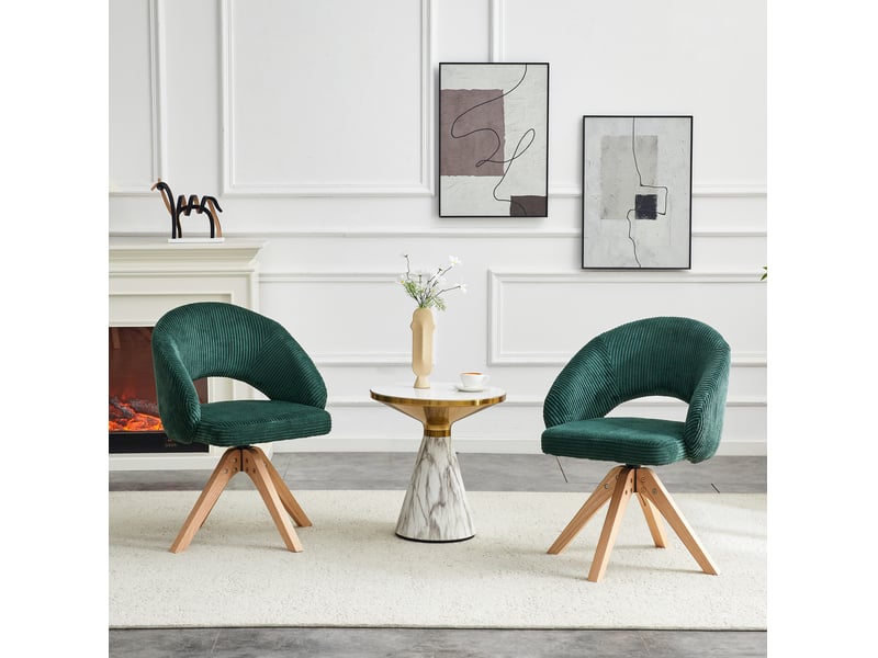  Lot de 2 chaises de salle à manger pivotantes 46x49x84 cm velours vert foncé  - Conforama E
