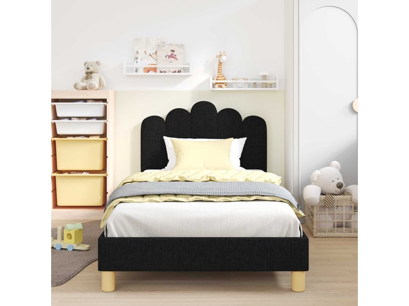  Cadre de lit pour enfants - lit jeune avec tête de lit noir 90 x 190 cm  - Conforama C