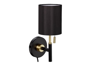 Lampe murale élégante décorative avec interrupteur à tirette 30 x 15 cm en tissu noir 13_0008554