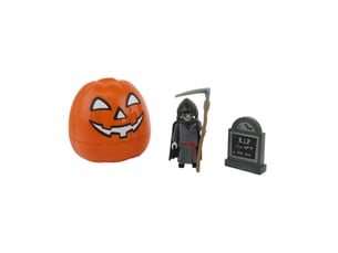 Figurine playset halloween la faucheuse avec faux et pierre tombale