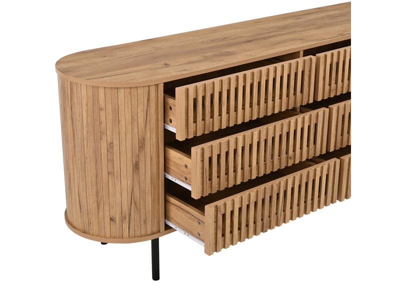  Buffet 160x40x70 cm à 6 tiroirs en mdf couleur bois naturel  - Conforama D