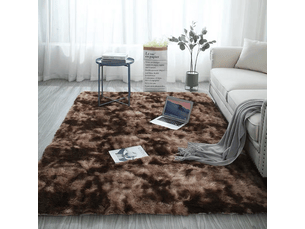 Tapis de salon marron, à poils longs, doux, en laine de soie antidérapante, mesurant 120 x 160 cm