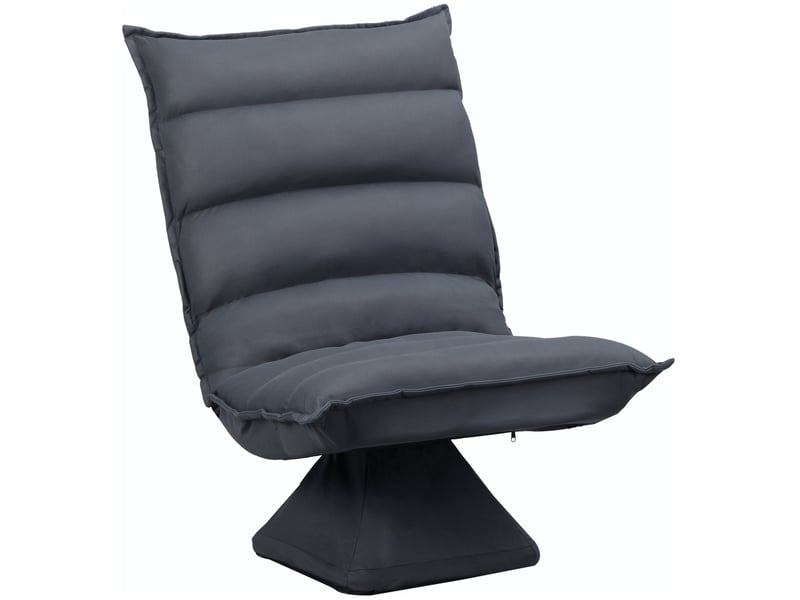  Fauteuil relax pivotant 360° avec dossier réglable 5 positions, en microfibre et acier gris foncé  - Conforama A