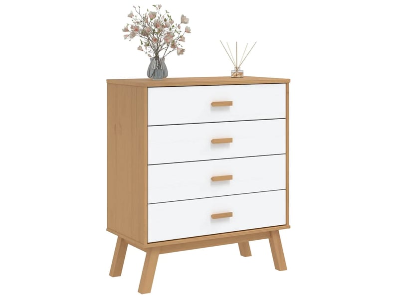  Armoire à tiroirs, commode olden blanc et marron bois de pin solide shl73051  - Conforama D
